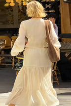 Lace Chiffon Open Front Wrap Maxi Dress
