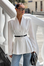 V Neck Waist Detail Blazer