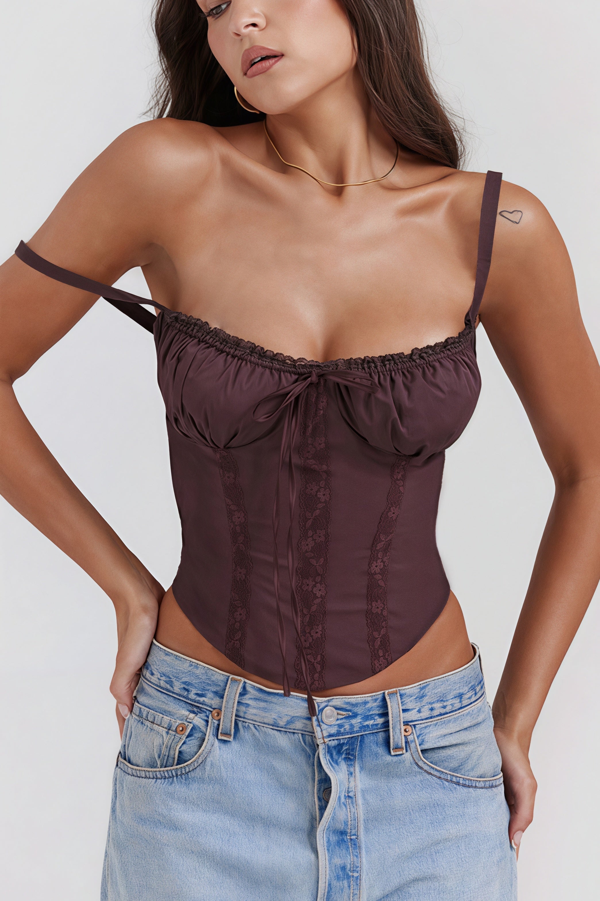 Lace Panel Tie Cami Top