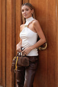 Minimalist Solid Metal Slim Halter Top