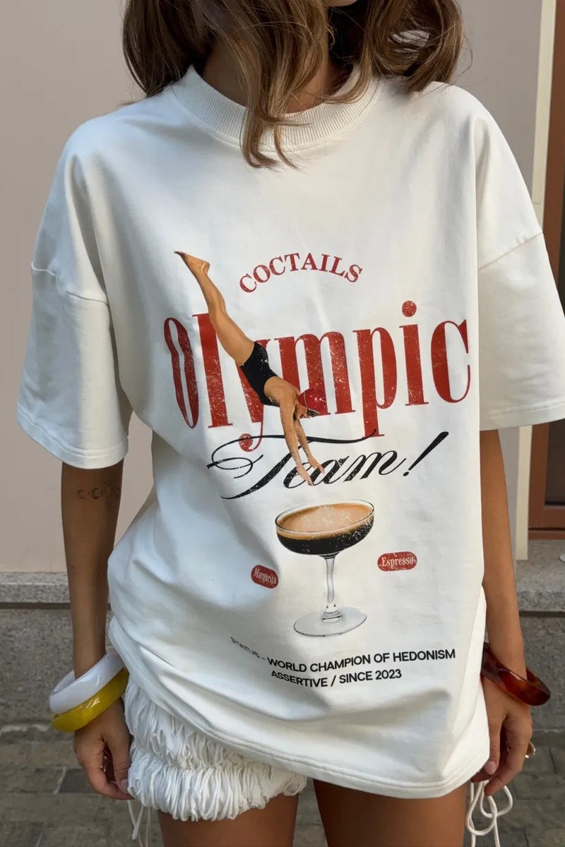 Cotton Trendy Loose Creative Print T-Shirt