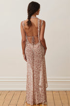 Sheer Irregular Floral Maxi Dress