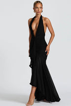 Deep V Halter Mermaid Party Dress