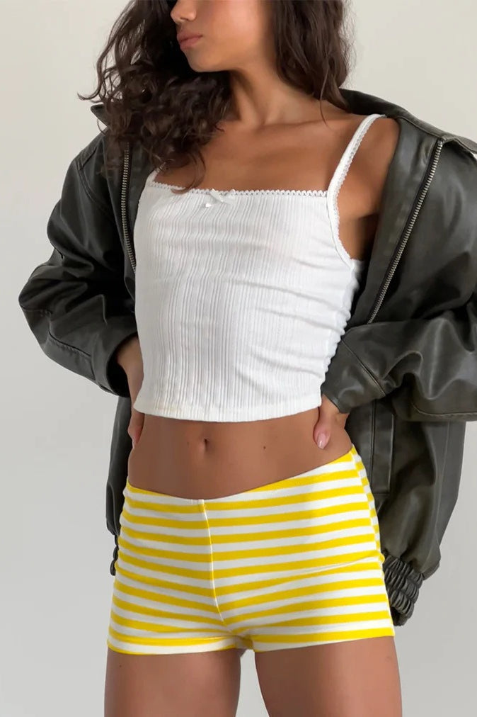 Casual Stripe Skinny Low Waist Shorts