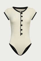 Color Block Cut Out One Piece Swimwear