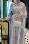 Shimmer Tulle Inner Skirt Outer Headscarf Three Piece Prom Dress