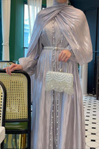 Shimmer Tulle Inner Skirt Outer Headscarf Three Piece Prom Dress