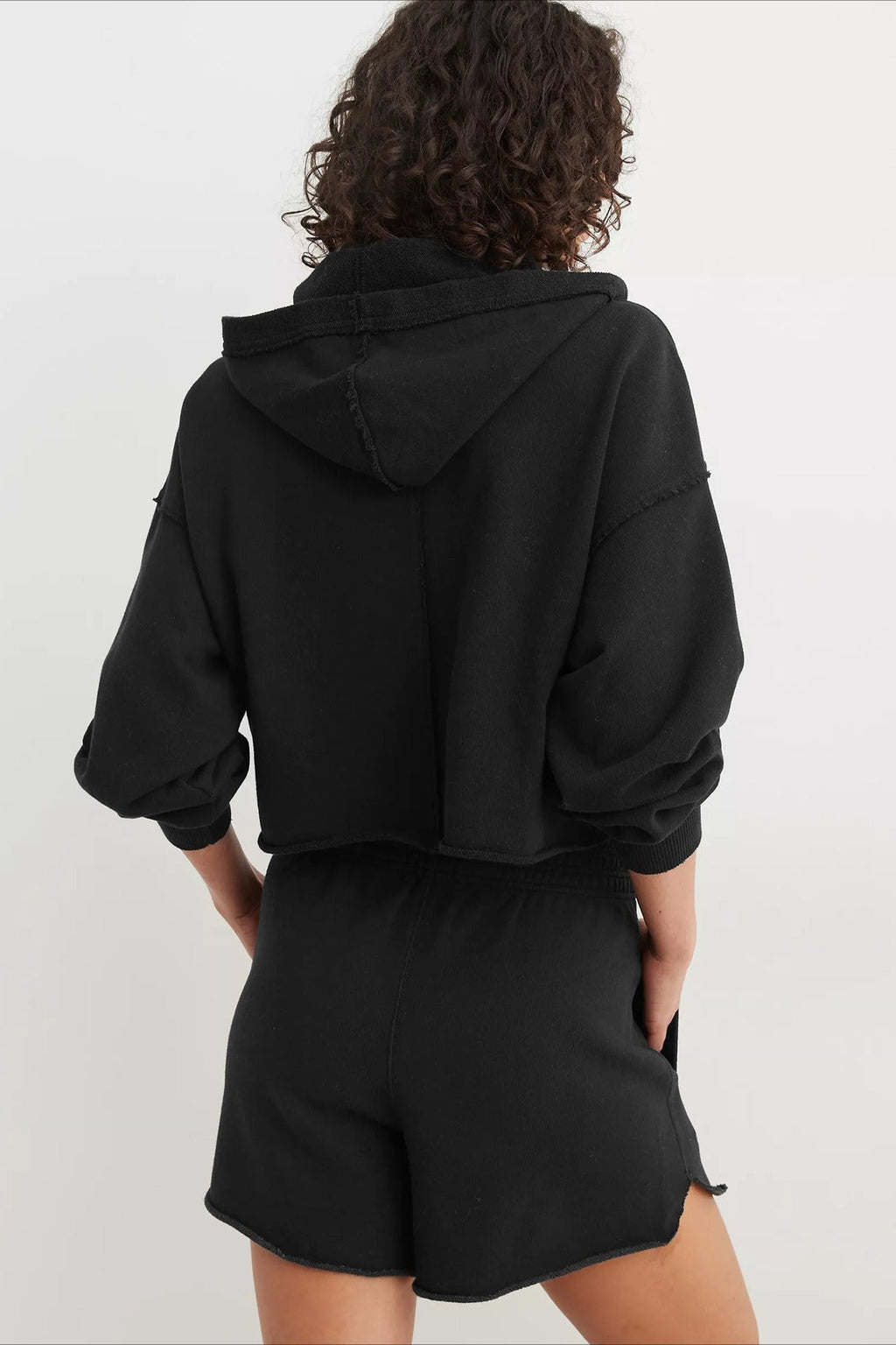 Relaxed Solid V-Neck Hoodie