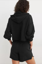 Relaxed Solid V-Neck Hoodie