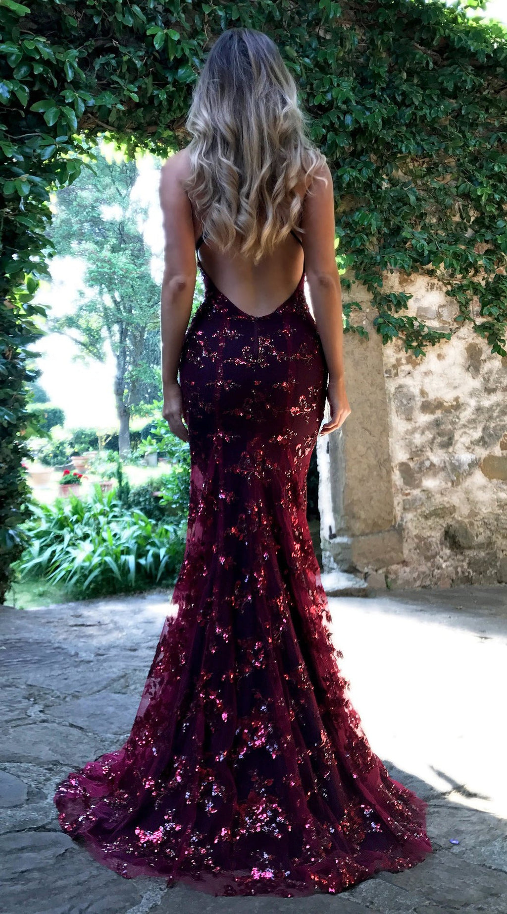 Sequin Backless V-Neck Strappy Tie Dress Party