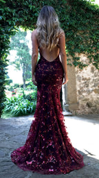 Sequin Backless V-Neck Strappy Tie Dress Party