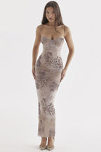 Printed Slim Fit Cami Maxi Dress