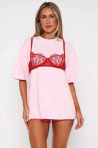 Corset Print Casual Loose Short Sleeve T-Shirt