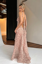 Sheer Irregular Floral Maxi Dress