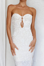 Lace Backless Strapless Midi Dress