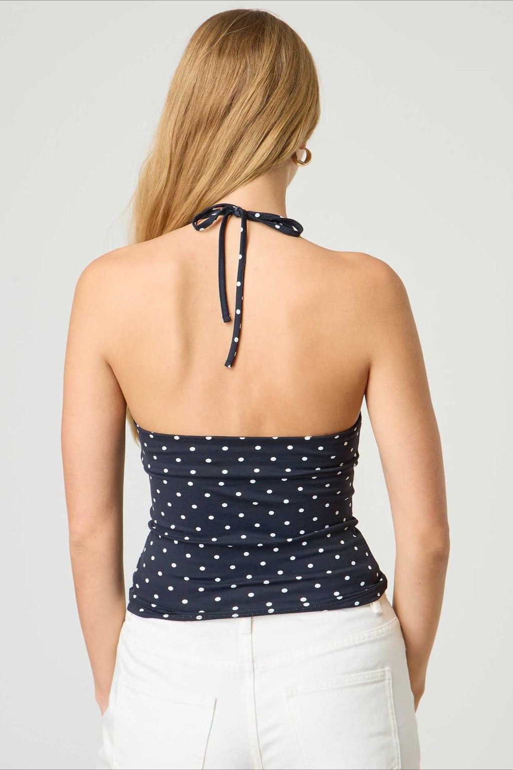 Polka Dot Plaid Slim Halter Top