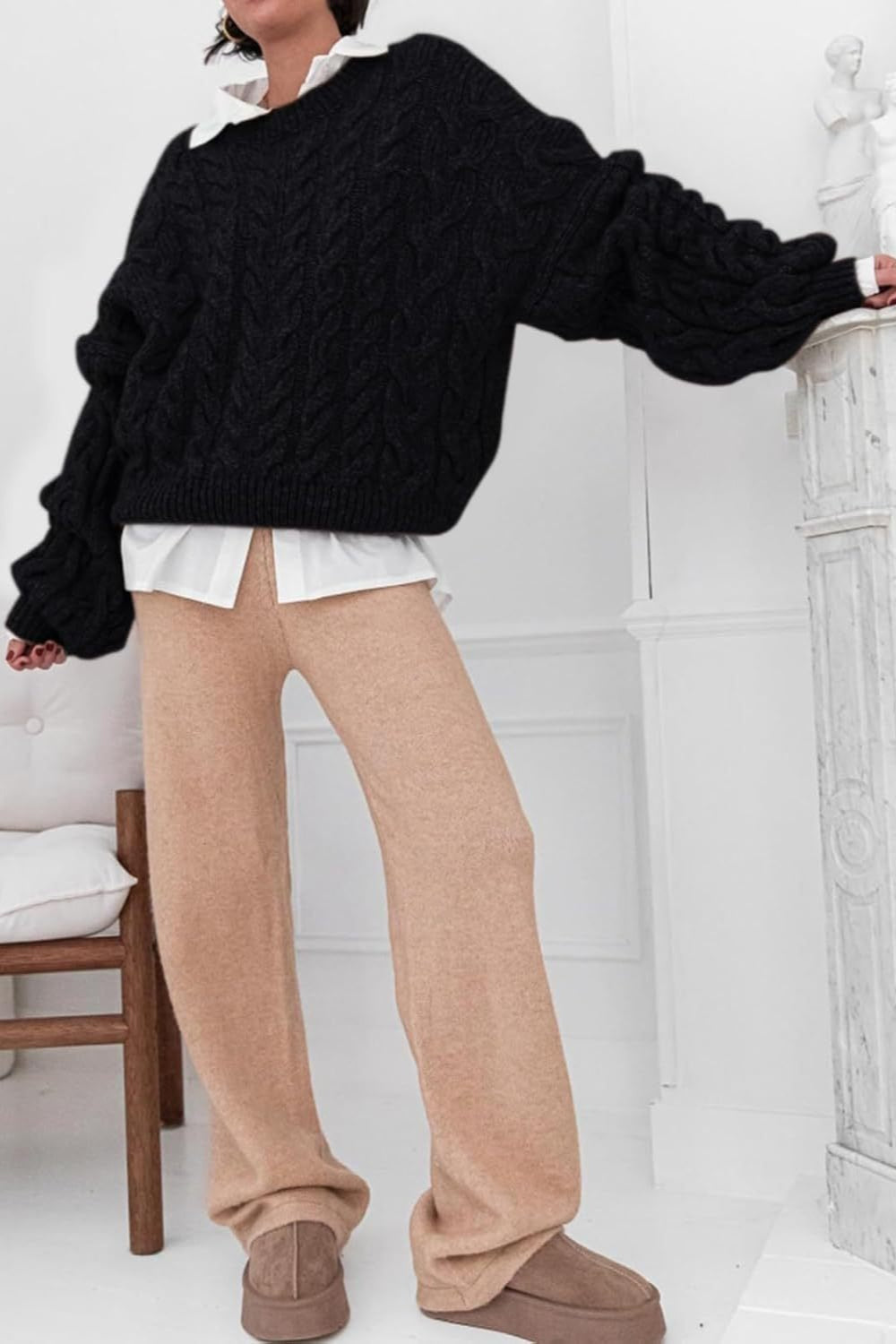 Vintage Chunky Knit Cable Sweater