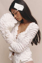 Cutout Tie-Waist Solid Long-Sleeve Cardigan