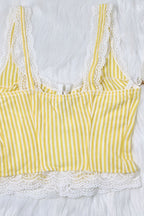 Ruffled Stripe Lace Tank Top