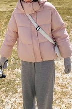 Cropped Plush Lined Oversized Puffer Jacket