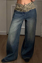 Vintage Leopard Patch Wide Leg Jean