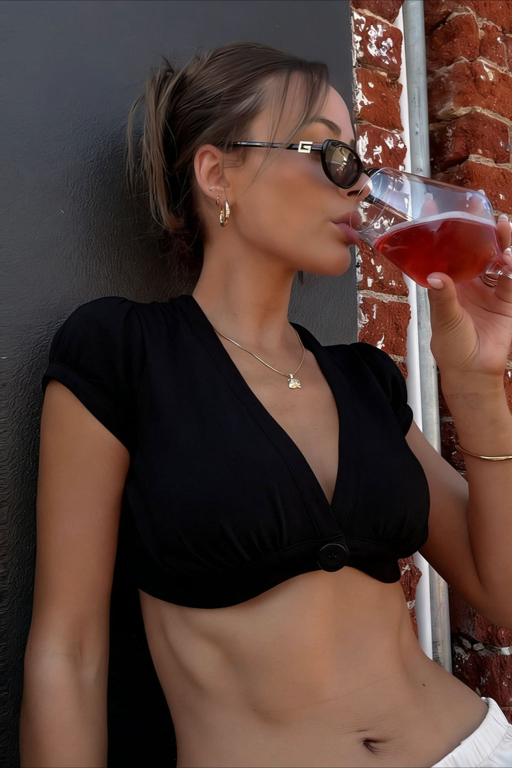 Short Sleeve Cropped Blouse