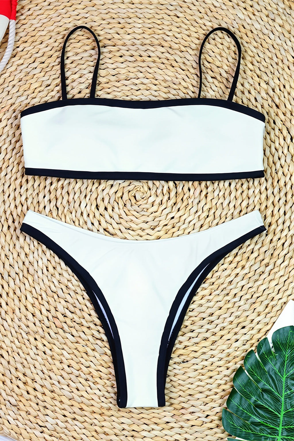 Black White Tweed Style Bikini Sets