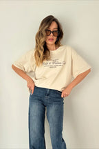 Minimalist Casual Cotton Letter Print Short Sleeve T-Shirt