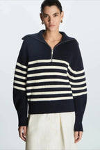 Wool Blend Open Collar Sweater