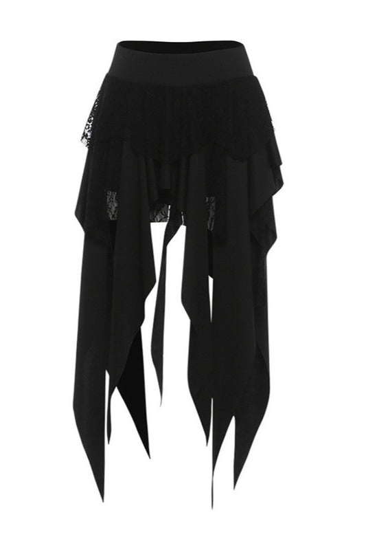 Color Block Drape Tie Asymmetric Skirt