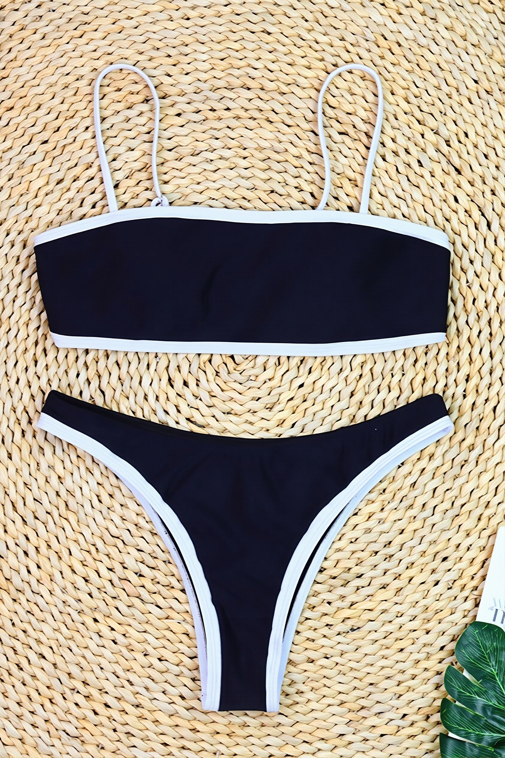 Black White Tweed Style Bikini Sets