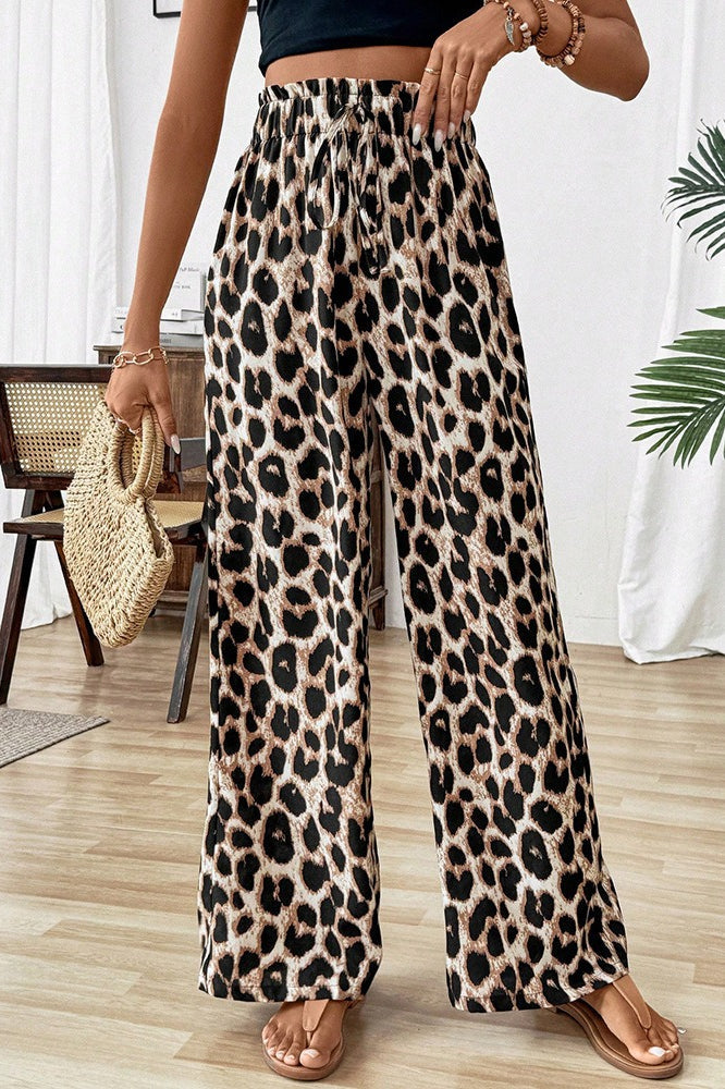 Leopard Print Baggy Straight Pants