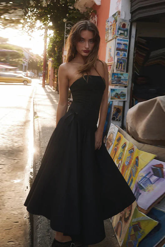 Autumn Bowknot Strapless Slim Fit Party Dress