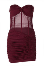 Rhinestone Lace Up Mesh Cut Out Bodycon Mini Dress