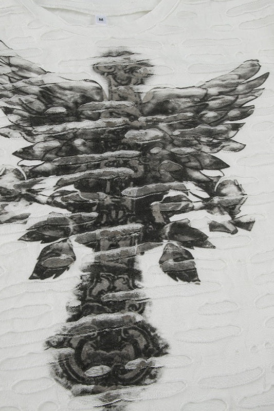 Gothic Dark Print Ripped Slim T-Shirt
