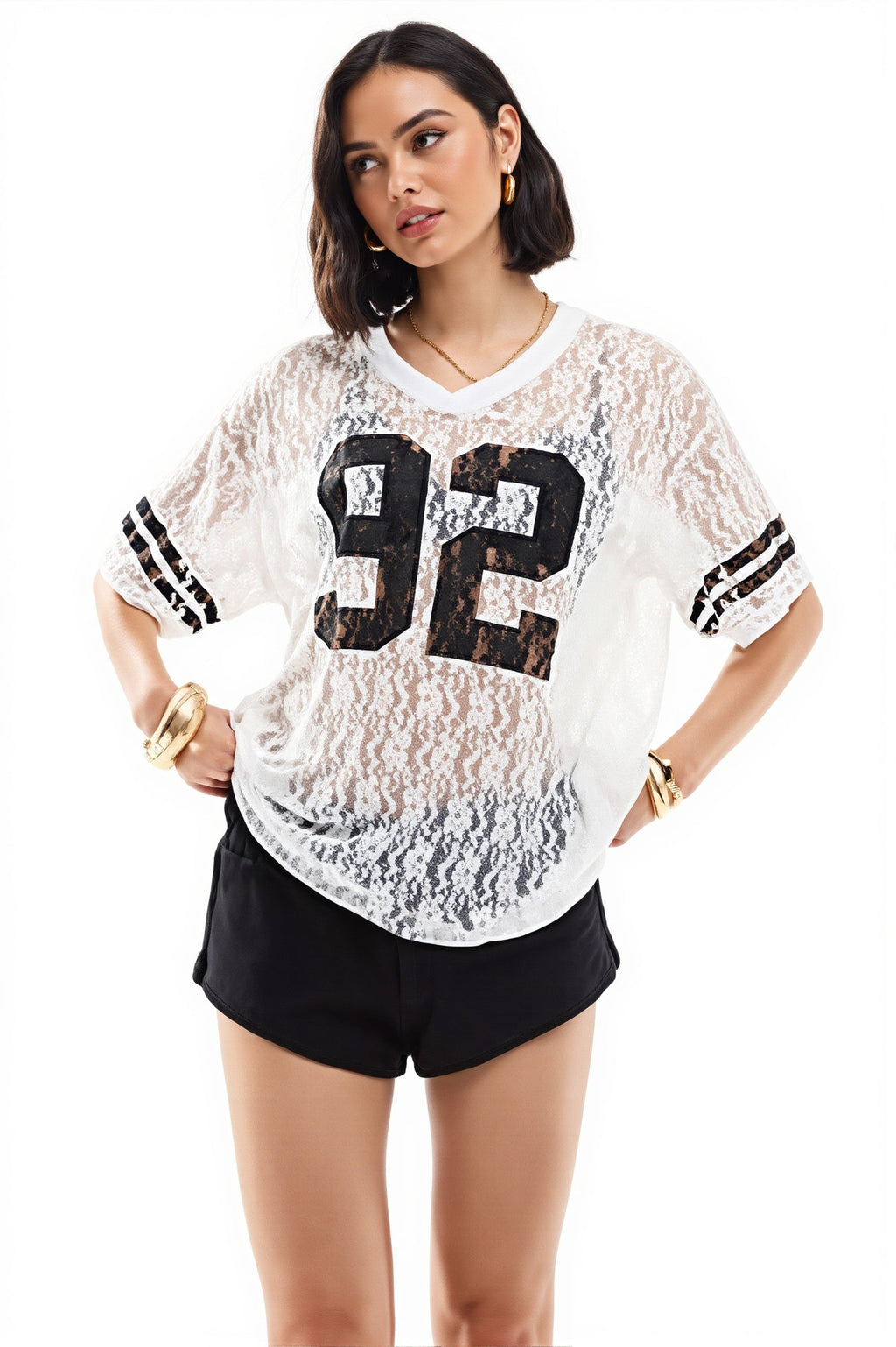 Lace Hollow Out Loose Street T-Shirt