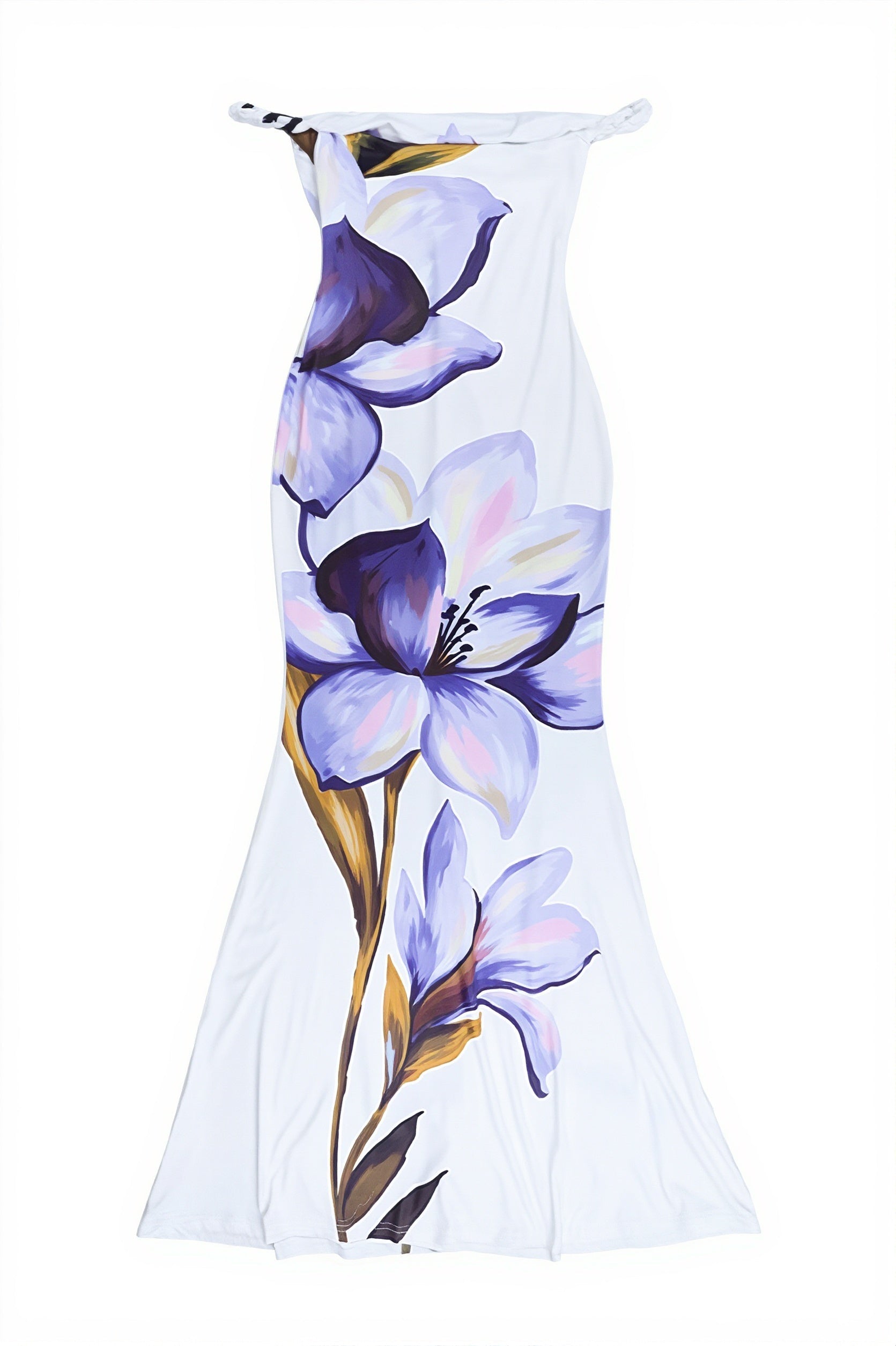 Print Halter Twist Strap Slim Fit Maxi Dress
