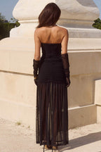 Strapless Spliced Bodycon Boho Dress