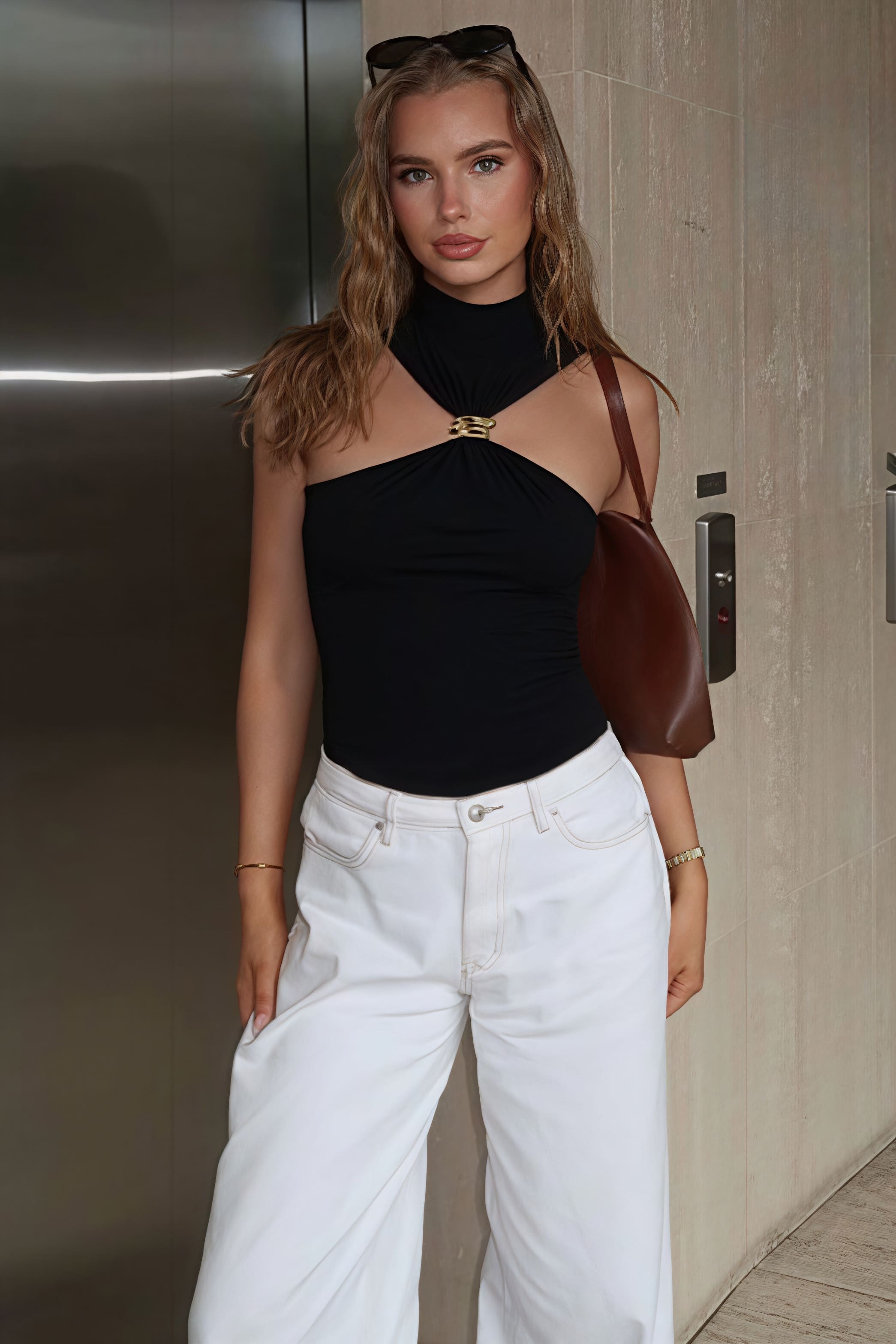 Minimalist Solid Metal Slim Halter Top