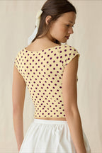 Cropped Fitted Retro Polka Dot T‑Shirt