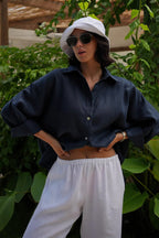 Solid Loose Casual Commuter Blouse