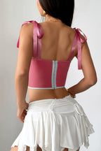 Satin Ribbon Lace Up Corset Cami Top