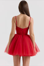 Chiffon Lace-Up Backless Cocktail Dress