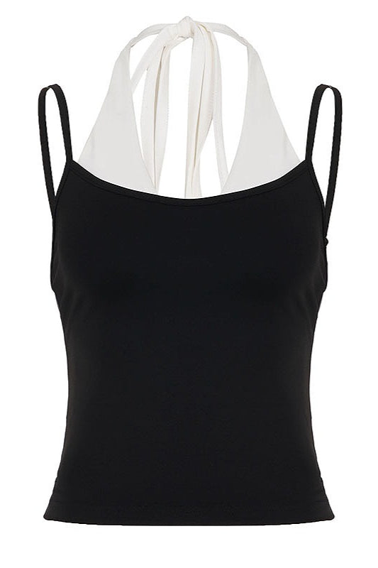 Casual Fake Two Piece Halter Top