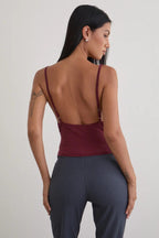 Solid Slim U Neck Sequin Cami Top