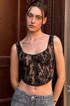 Sheer Lace Trim Cami Top