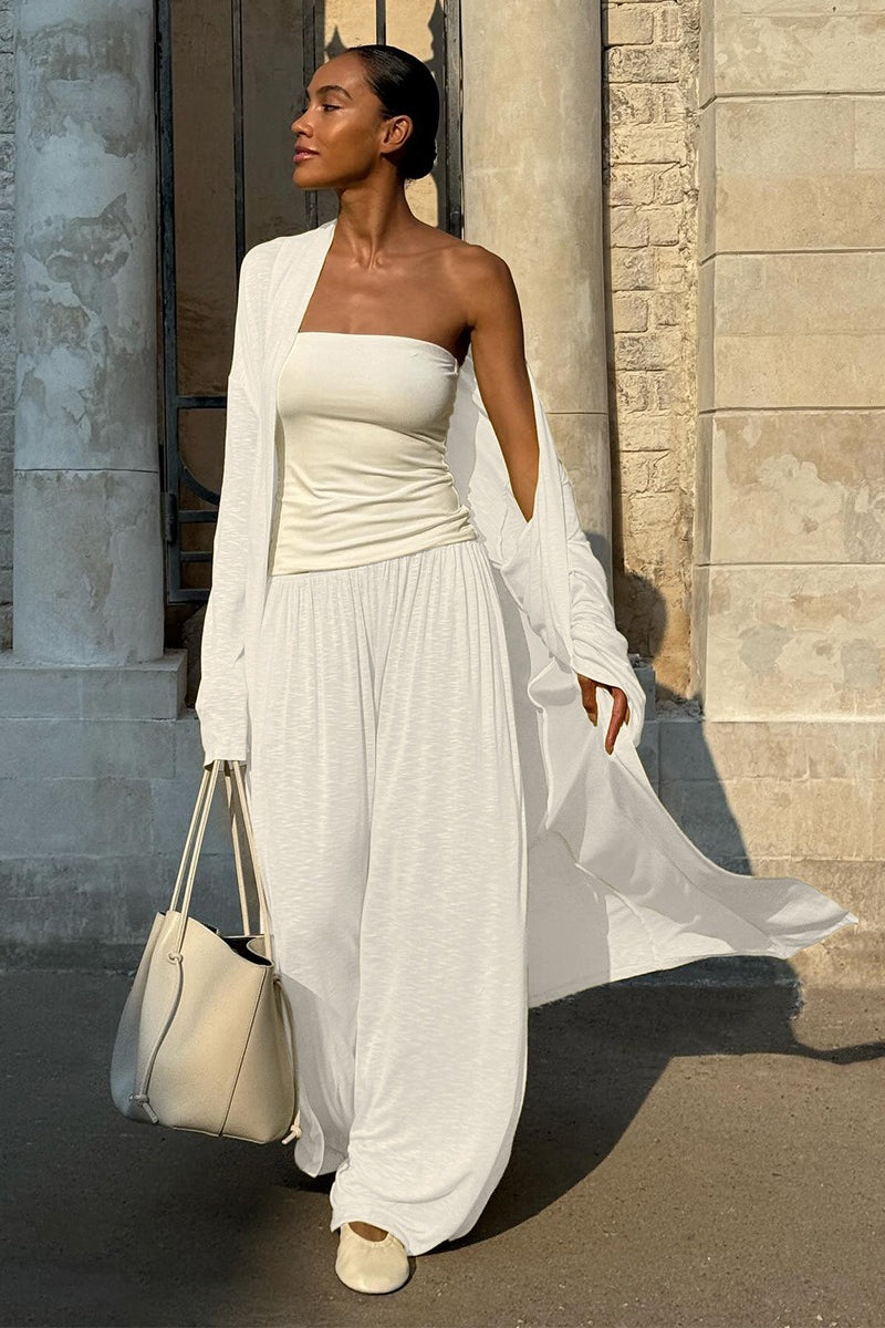 Casual Long Cardigan With Lantern Pants Two Piece Set