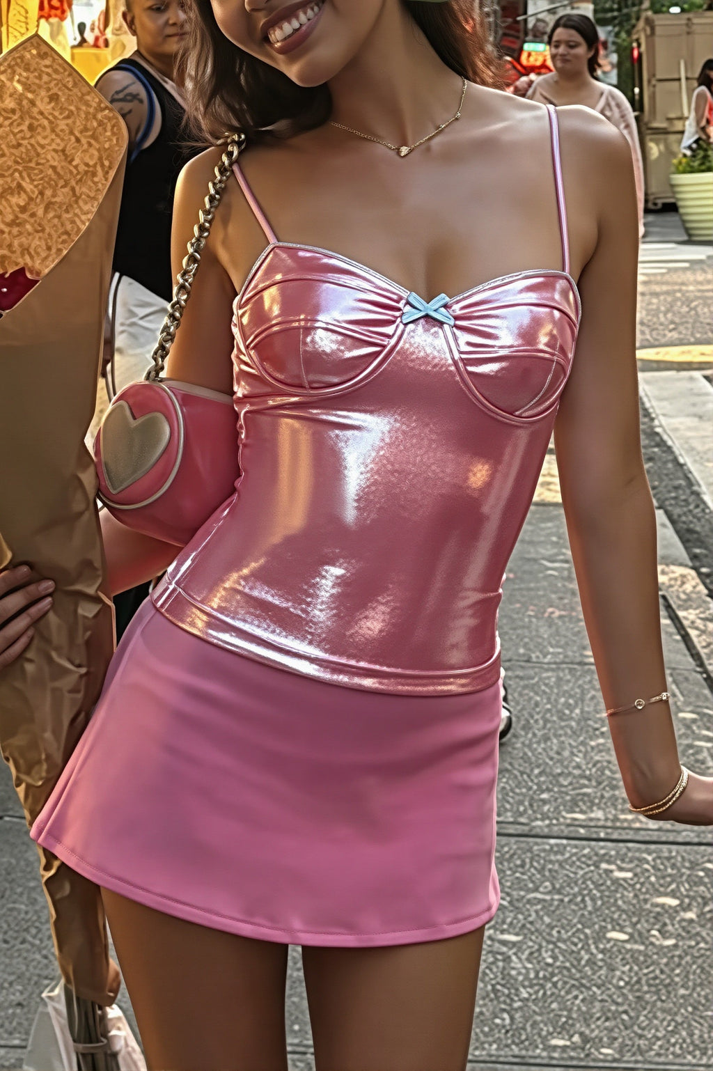 Shiny Satin Spaghetti Strap Slim Fit Cami Top