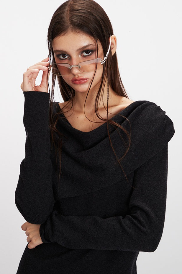 Cowl Neck Fitted Knit Top