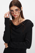 Cowl Neck Fitted Knit Top